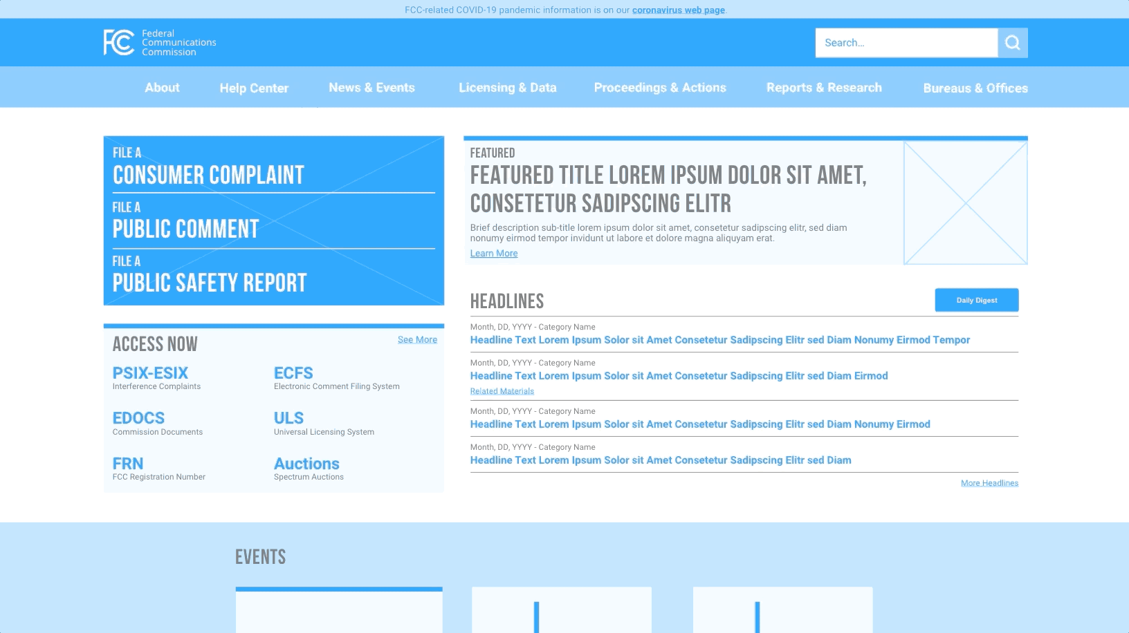 Wireframe Desktop Home Nav