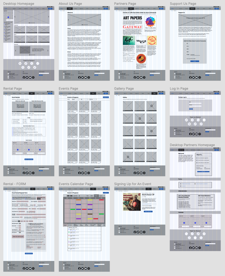 Desktop Wireframes